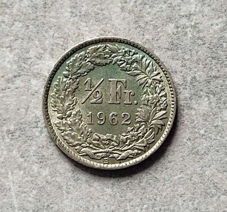127) SZWAJCARIA srebro - 1/2 Franka - 1962 r.