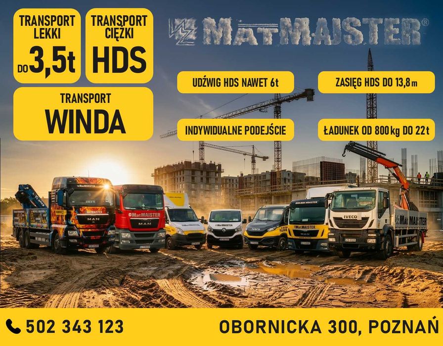 Transport HDS Poznań Usługi Transportowe Ciężarowe Winda Materiały Budowlane