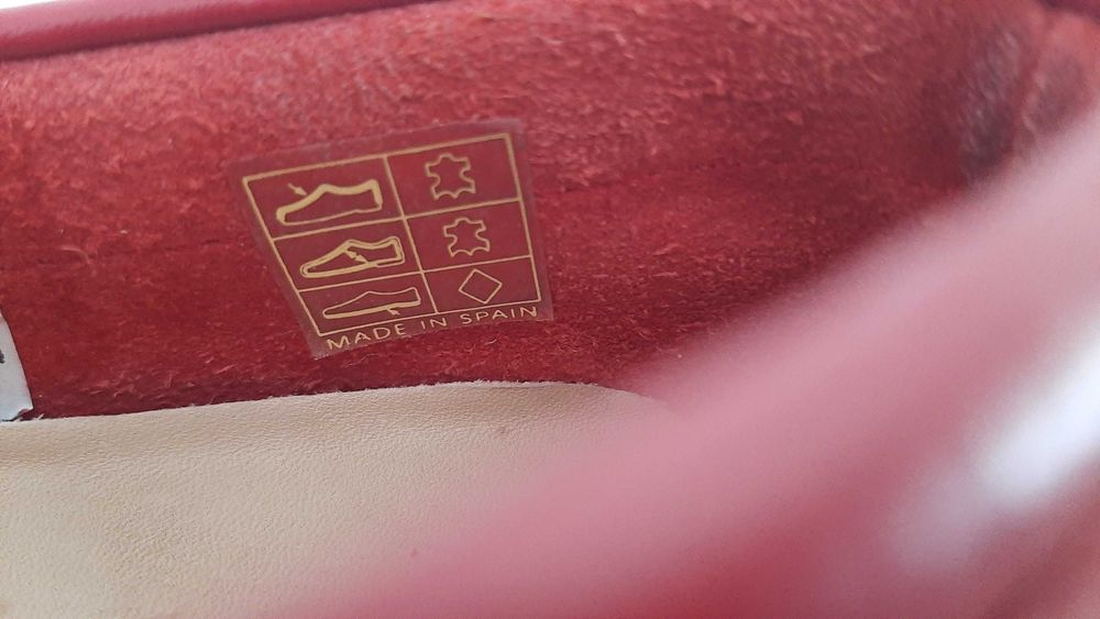 Mocassins, em pele, encarnados/vermelhos n.º 35, c/o novos