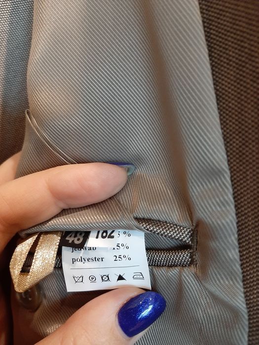 Garnitur wzrost 182cm beżowy błyszczący