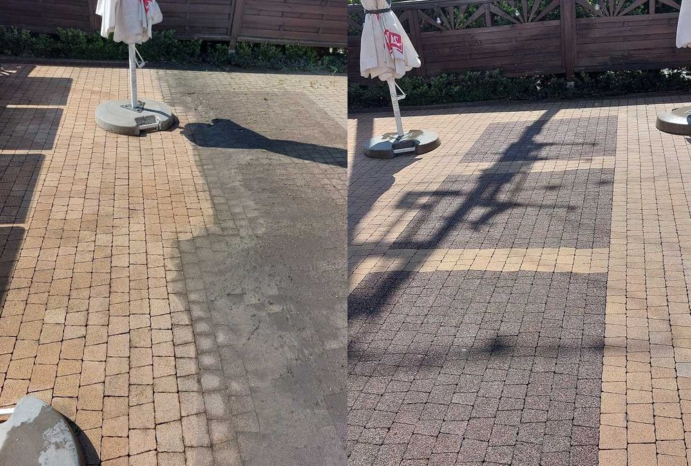 Ciśnieniowe mycie kostki brukowej i elewacji