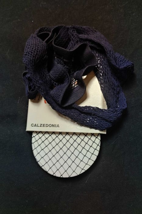 Rajstopy kabaretki Calzedonia S M • granatowe • duże oczka • nowe