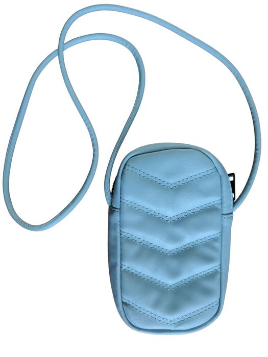 Mała skórzana markowa torebka Reserved błękitna