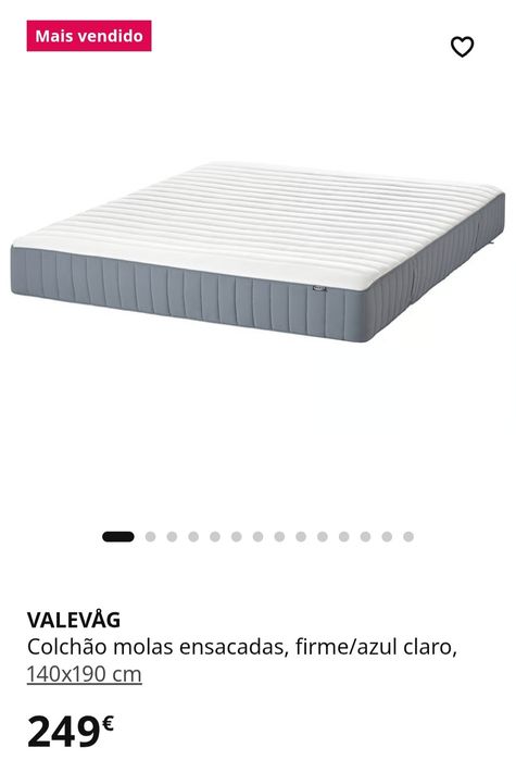 Colchão molas ensacadas VALEVAG novo 140cm x 90cm