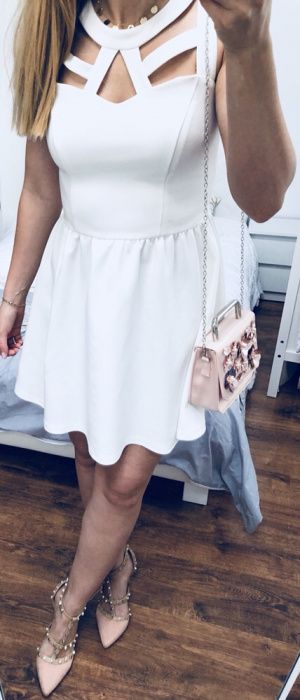 Sukienka ecru S River Island na studniówkę wyjątkowa