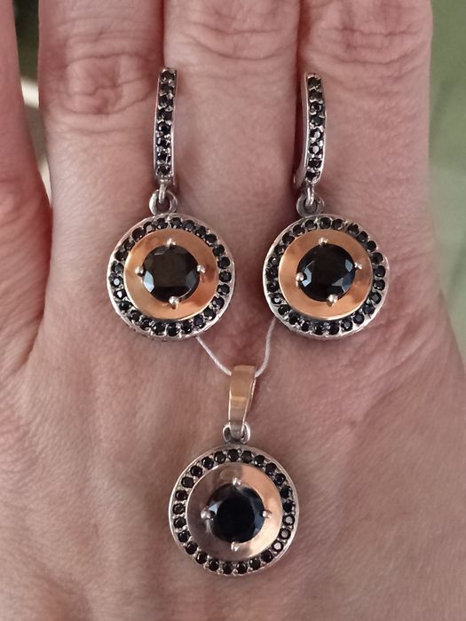 СЕРЬГИ серебро + золото