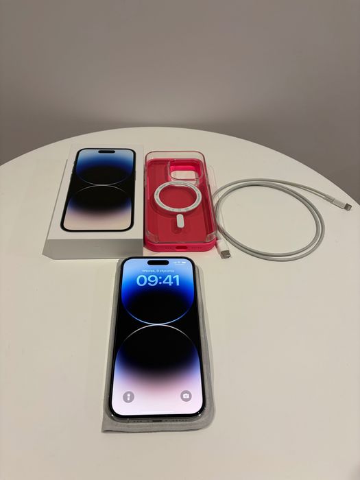 Apple iPhone 14 Pro Silver 128GB (eSIM z USA) + Faktura + 2 etui