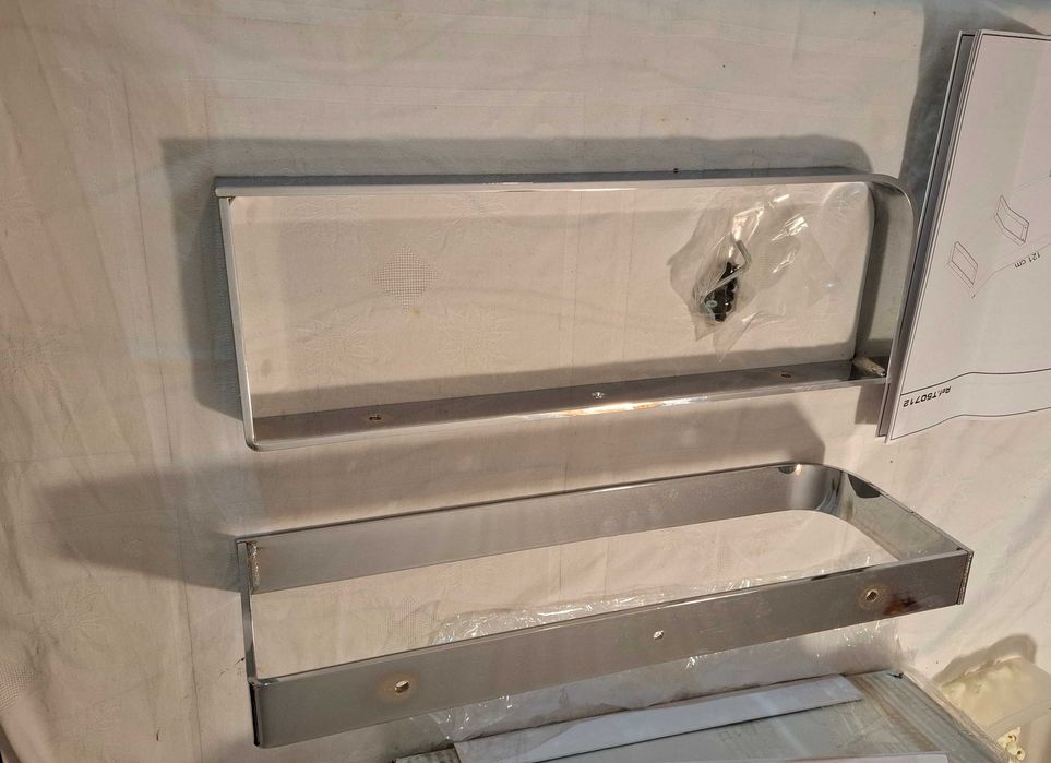 Conjunto de 2 suportes de parede para tampo de lavatório (cromado)