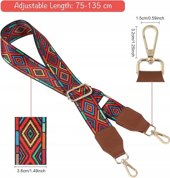 Orientalny pasek do torebki 75-135cm wyjątkowy pasek do torebki