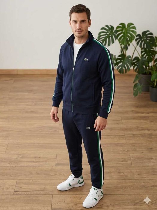 Nowe męskie dresy komplet lacoste bluza spodnie Xl granatowa