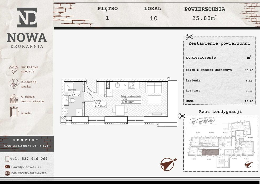Nowa Drukarnia - kawalerka 25,83m2 w Stargardzie