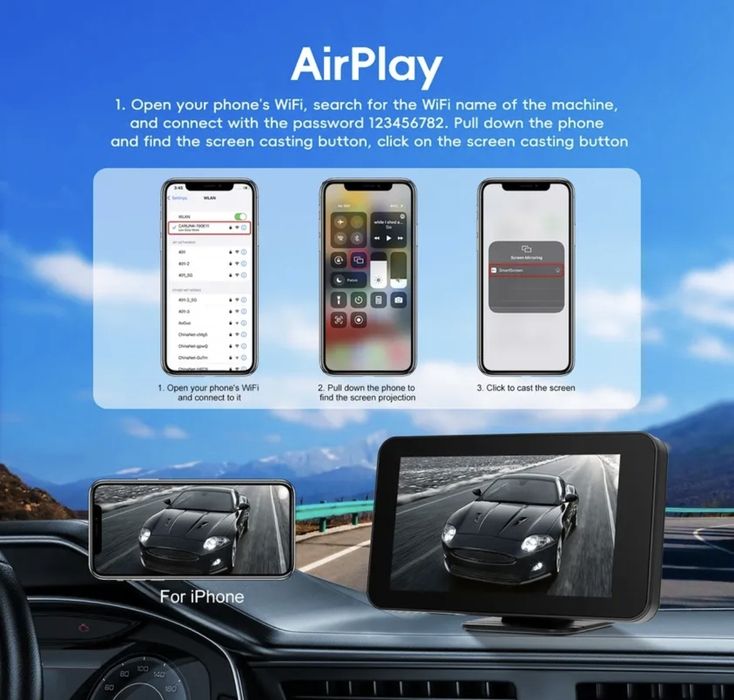 Rádio Android Rimoody 4.7 ''Smart Screen Player CarPlay GPS Navegação EQ s/ camara