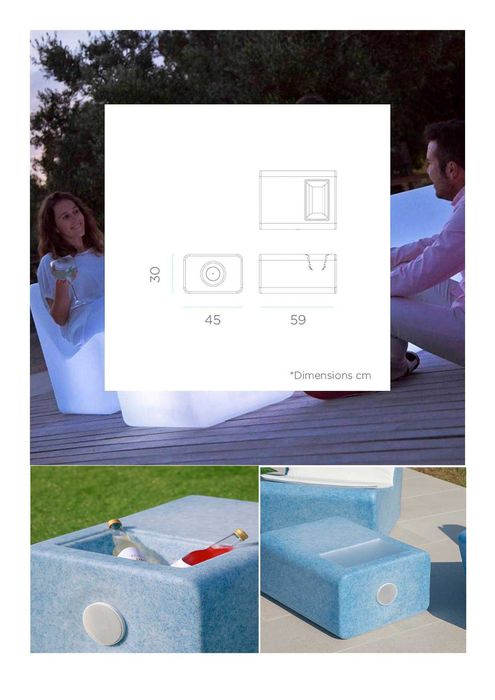 Mesa champanheira Tarida e Assentos Luz Led