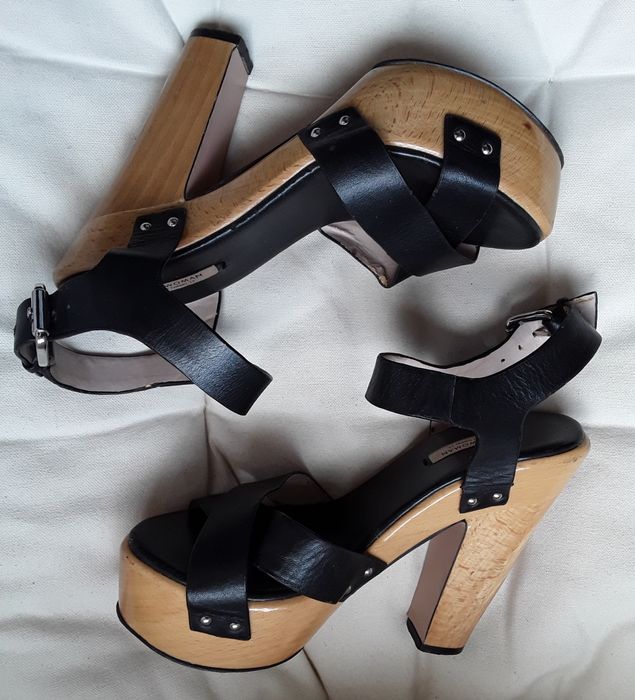 Sandalias pretas Zara Woman com salto alto, tamanho 37