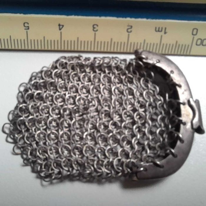 Bolsa Vintage, muito pequena, em prata