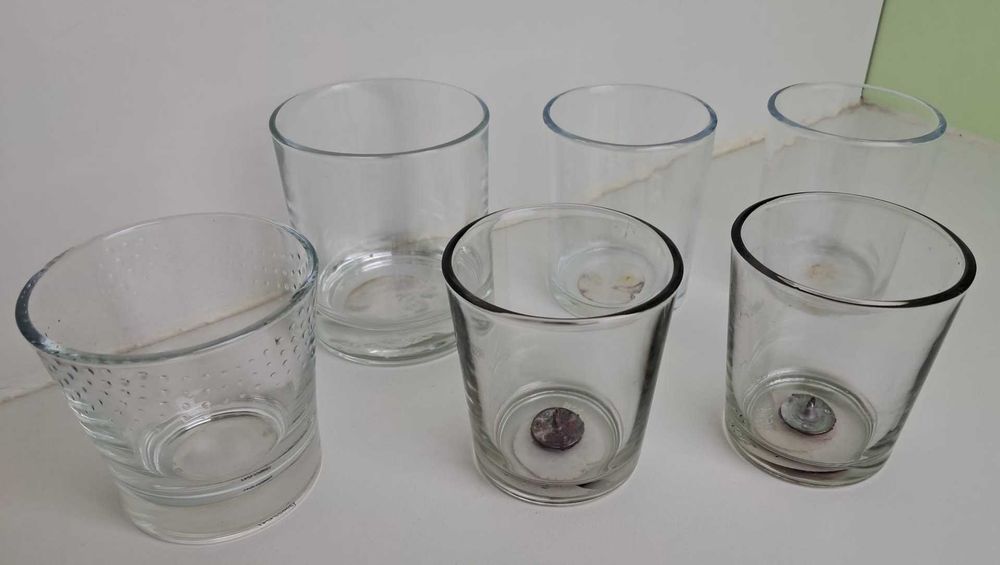 Copos/Suportes em Vidro Transparente para Velas