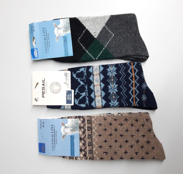 6 pares de meias em lã, tamanho 40-46