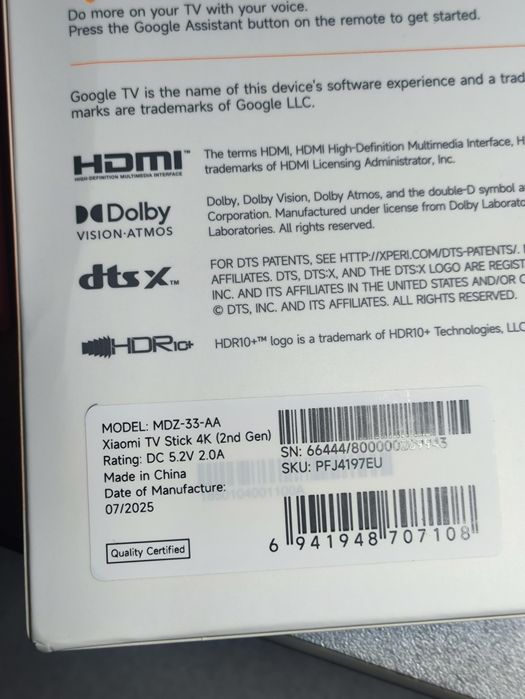 Приставка Xiaomi TV stick 4K 2nd