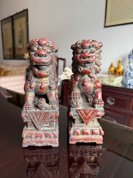 Par de Leões Guardiões Chineses (Fu Dogs)