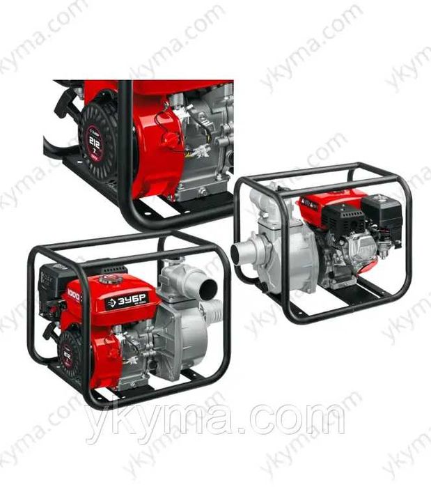 Мотопомпа бензинова для чистої води ЗУБР 4-тактний 7к.с  80мм 1000л/хв