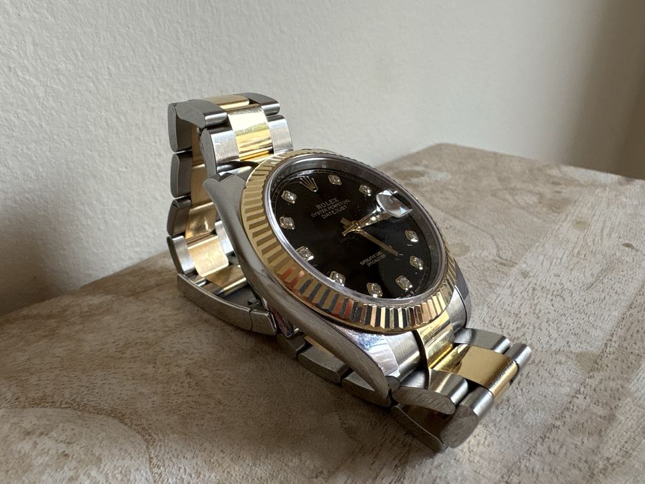 Rolex Datejust 41 aço ouro amarelo cravejado de diamantes