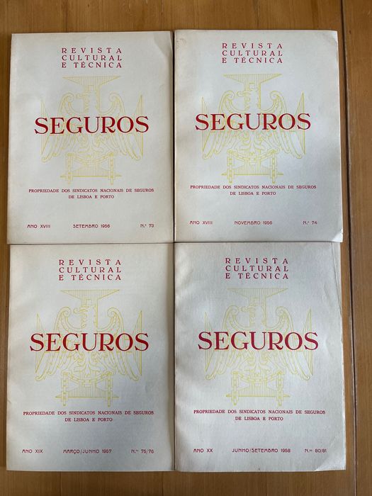 Lote de 7 exemplares da histórica "Seguros - Revista Cultural e Técnica"