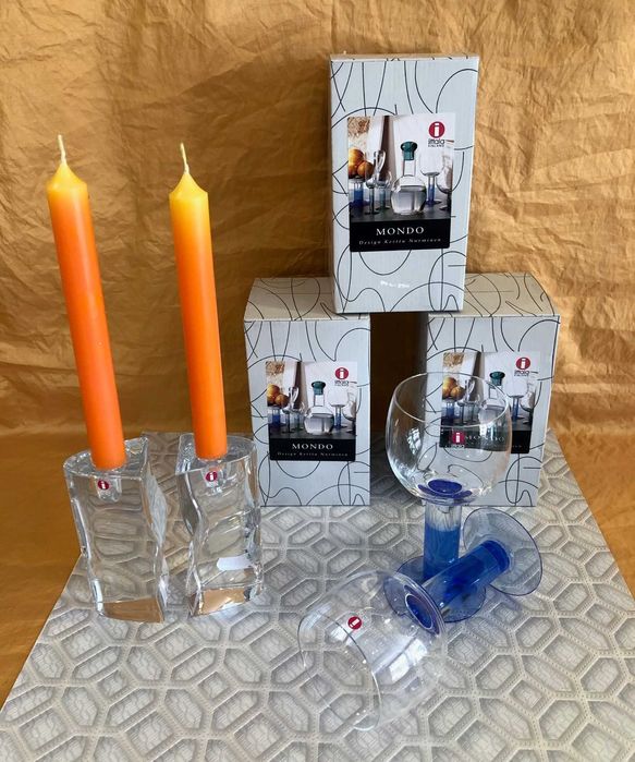 conjunto de artigos em cristal - peças de design da marca finlandesa iittala - novo c/ 50% de desconto
