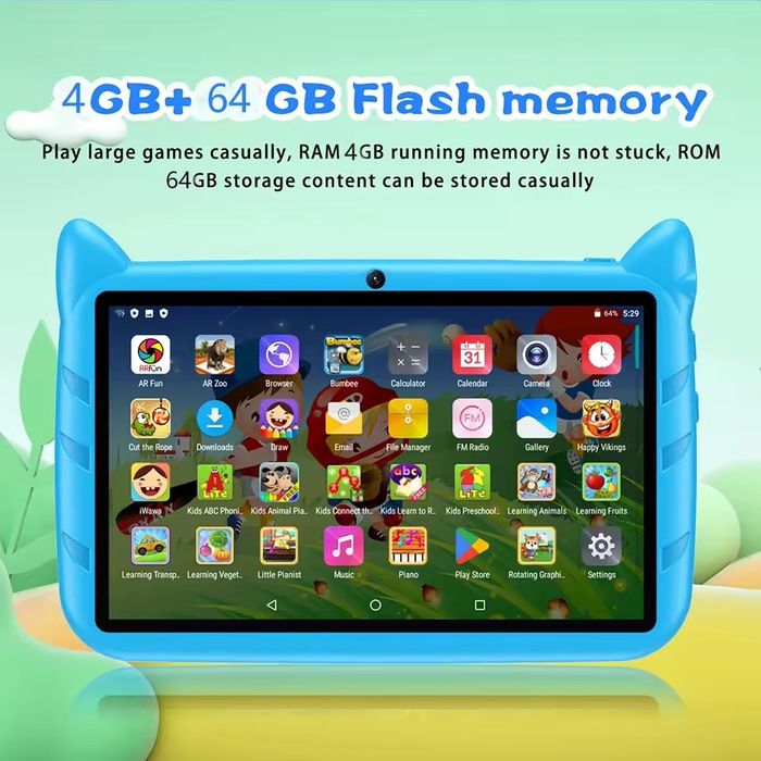 Детский планшет BDF Kids Tablets 4ГБ/64ГБ Android 13 Blue