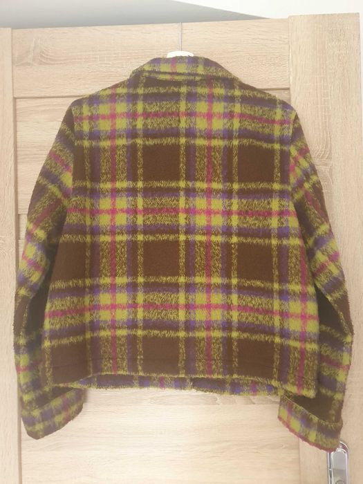 Brązowa w kratkę kurtka, żakiet, klasyczna, PageOne, roz. 42