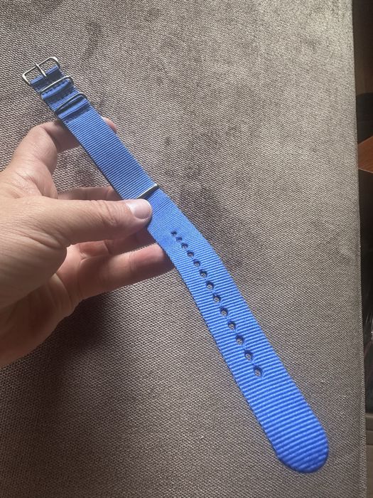 Pasek nato nowy 22mm niebieski srbrna sprzaczka