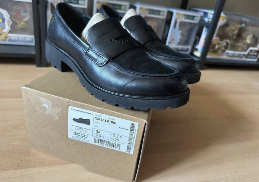Ecco loafersy mokasyny damskie 36 czarne nowe
