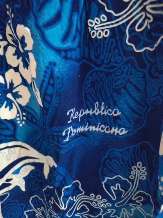 Vestido Tropical Azul República Dominicana – Estampado Marítimo – 10-12 anos