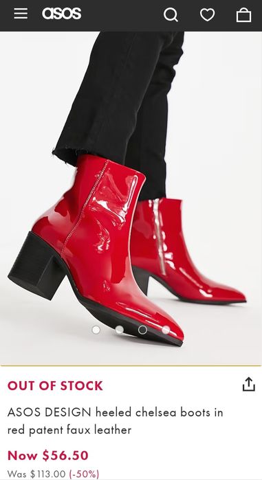 ASOS 46R NOWE czerwone lakierowane botki