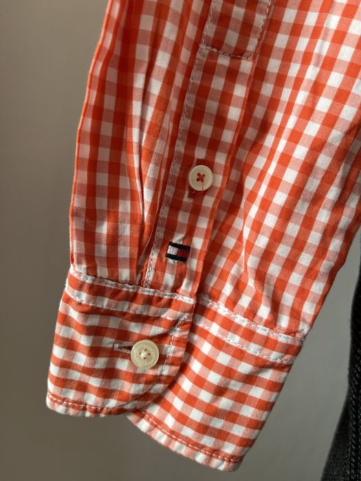 Tommy Hilfiger koszula S pomarańczowa kratka bawełna