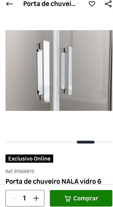 Porta de chuveiro frontal com abertura vaivém 110cm x 190cm
