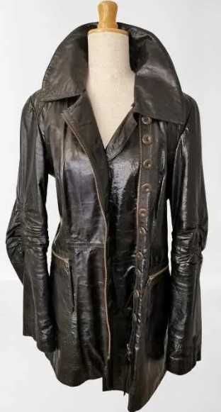 FAKO - Cudny Skórzany Czarny Płaszczyk . Miękka Skóra Jagnięca L Nowy