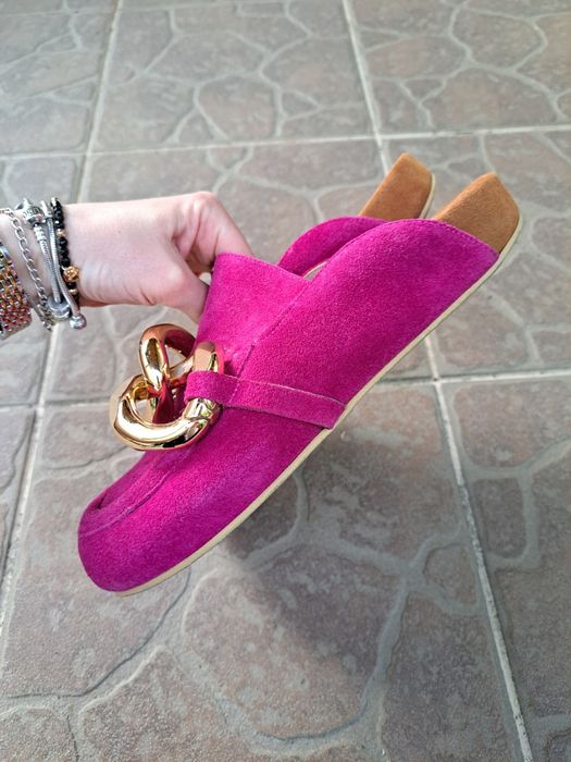Klapki zamsz fuksja