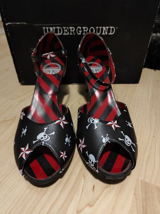 Niskie szpilki Underground London, rozmiar 41, rock, tattoo