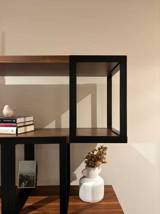 Estante Modular Premium em Nogueira Maciça