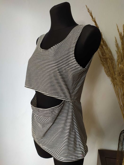 Koszulka Bluzka w paski w prążki Bawełna Dla karmiącej mamy Bawełna 42