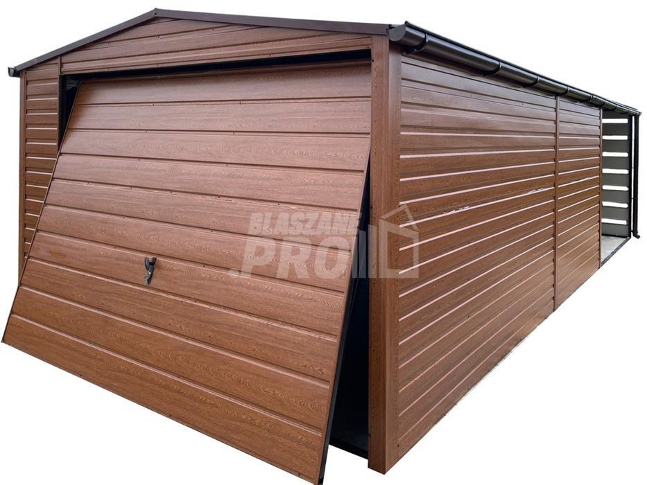 Garaż blaszany 3,5x4,5 wiata 3,5x2m drewnopodobny dwuspad rynny GP572