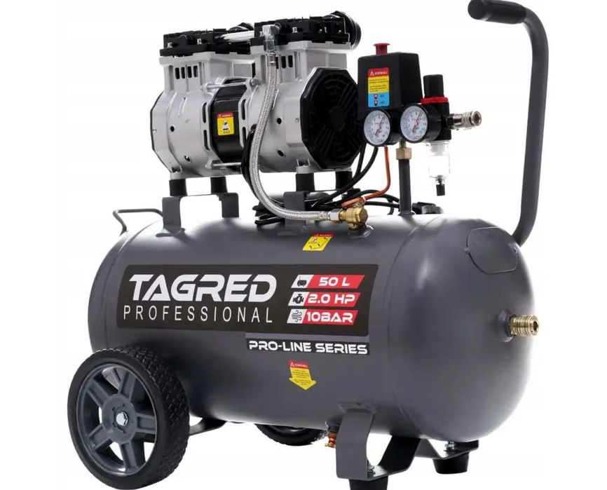 Безмасляний компресор Tagred 50 л / 2000 Вт 10 бар 290 л/хв 2 циліндра