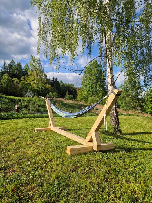 Drewniany, solidny stelaż do hamaka, konstrukcje drewniane/ogrodowe