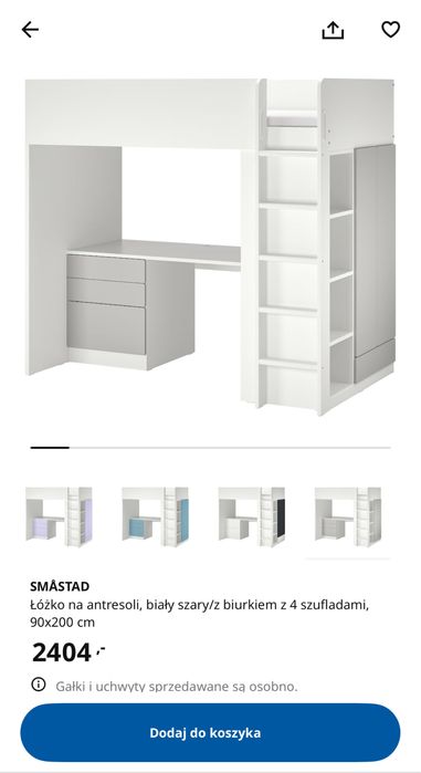Łóżko, antresola Ikea Smastad. Odbior osobosty !