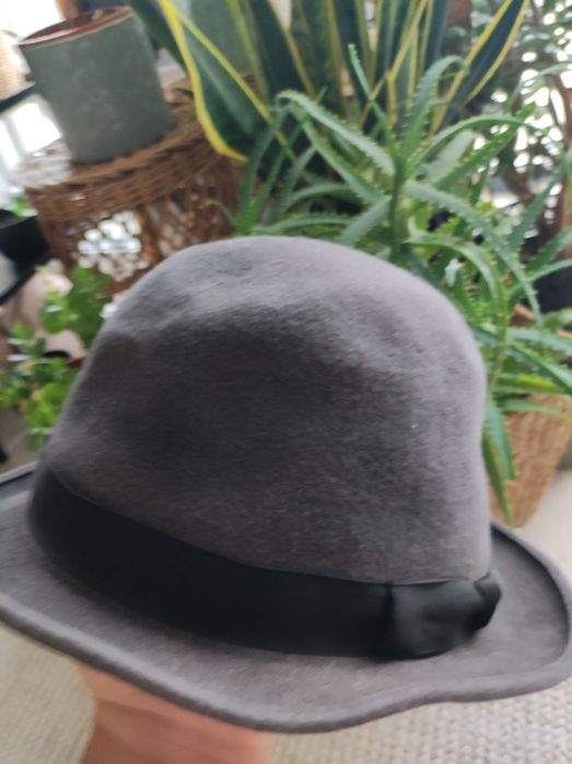 Kapelusz 59cm Christys' London szary elegancki vintage nakrycie głowy