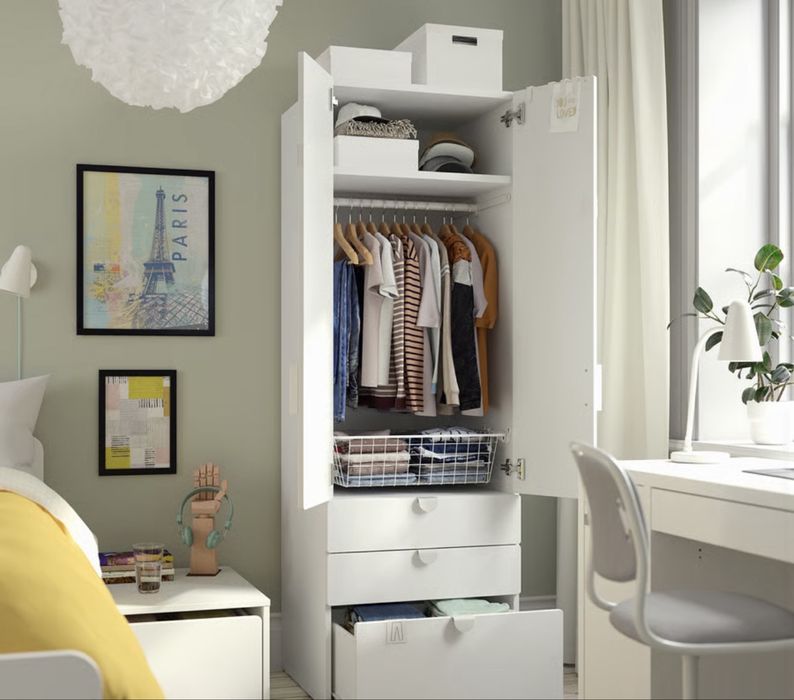 Szafa i regal  ikea SMÅSTAD / PLATSA Szafa, biały biały/z 3 szufladami