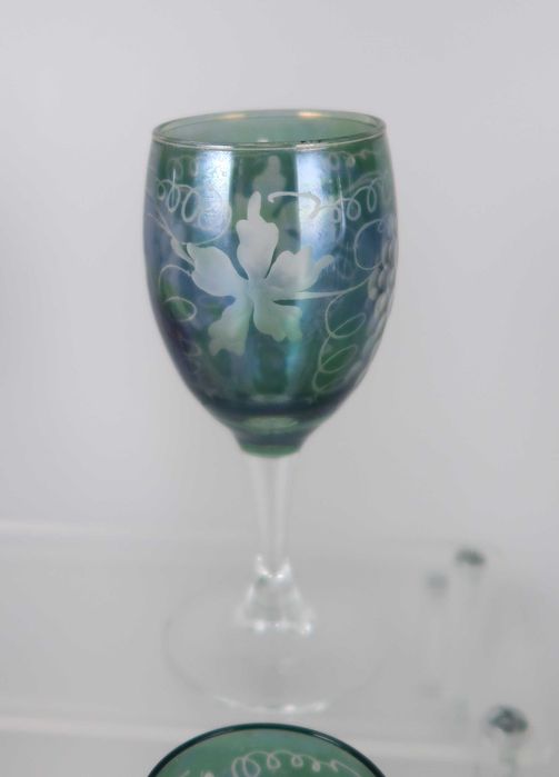 Garrafa licoreira com 6 cálices - Uvas