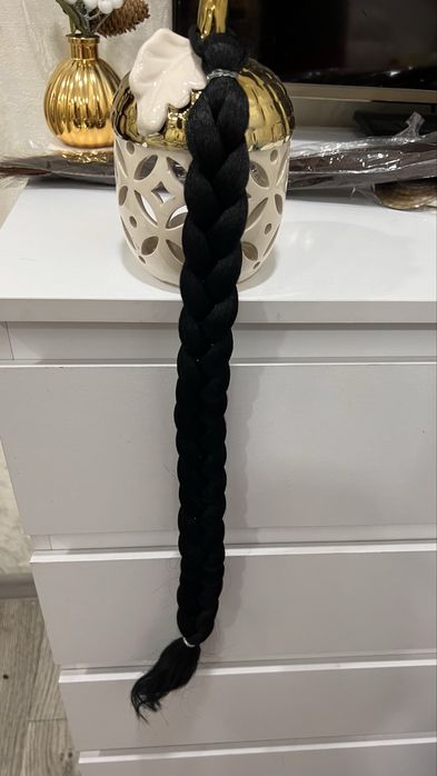 Синтетична косичка хвіст 61 см чорна