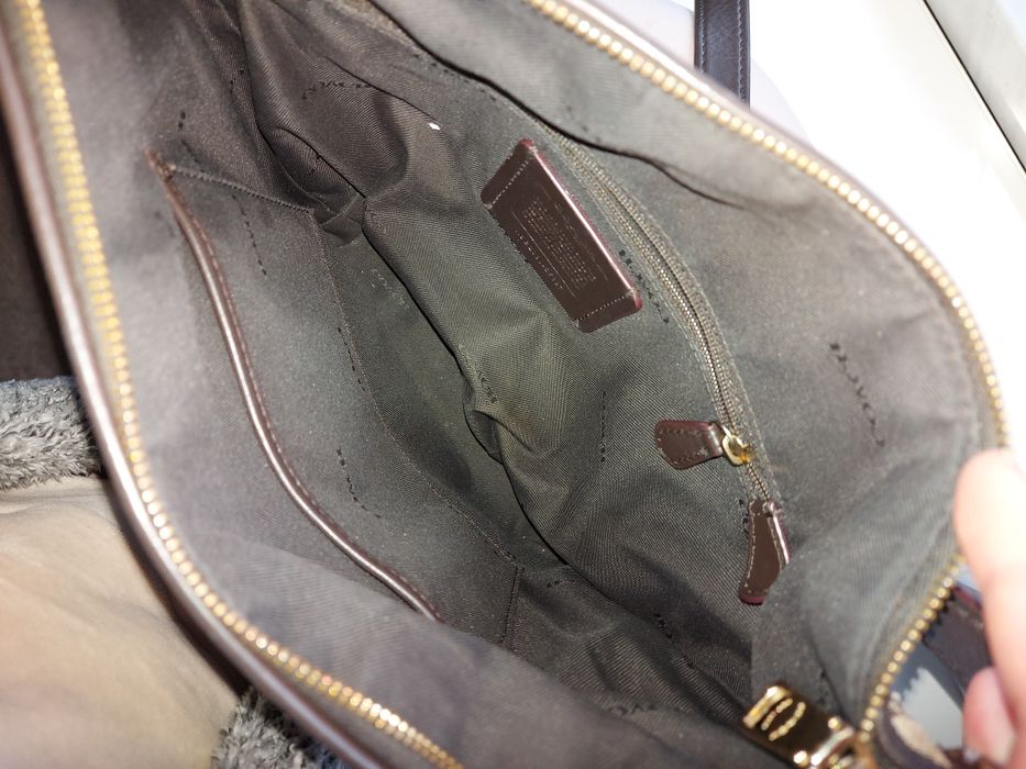 Torebka Coach New York brązowa beżowa z logo