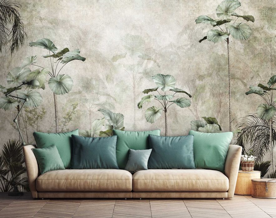 Fototapeta 3D Las Beż Tropikalny Liście Natura Twój Rozmiar + KLEJ
